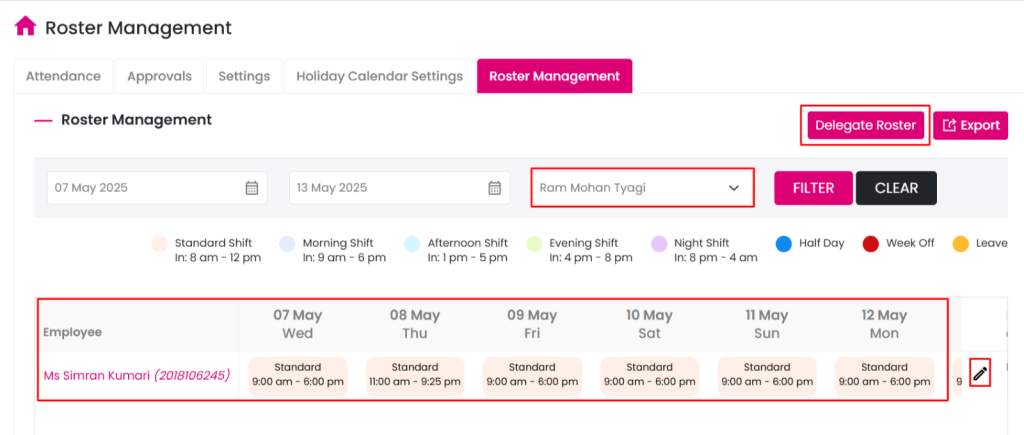 Roaster Management with Kasturi HRMS